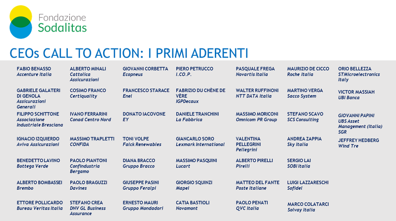 CEOs CALL TO ACTION: I PRIMI ADDETTI